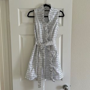 Ruffle trim wrap dress with tie